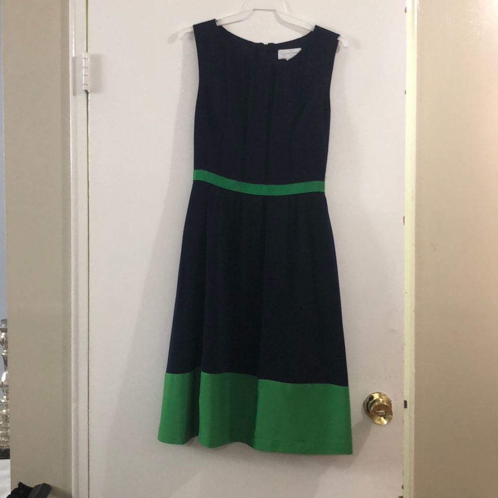 Chiffon navy green dress